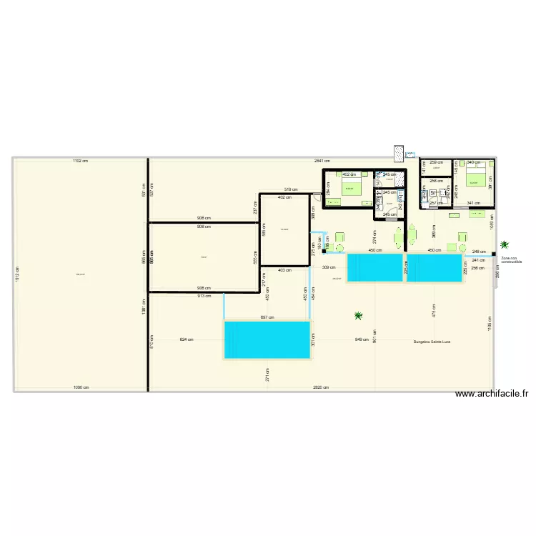 2 Bungalows 3. Plan de 2 Bungalows 3. Plan de