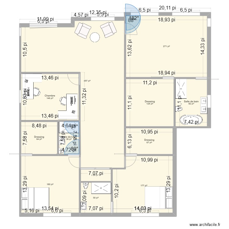 2eme_bis. Plan de 12 pièces et 159 m2
