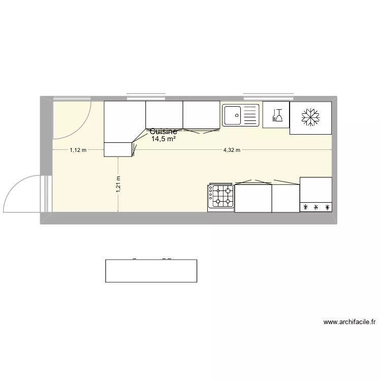Cuisine provisoire. Plan de 
