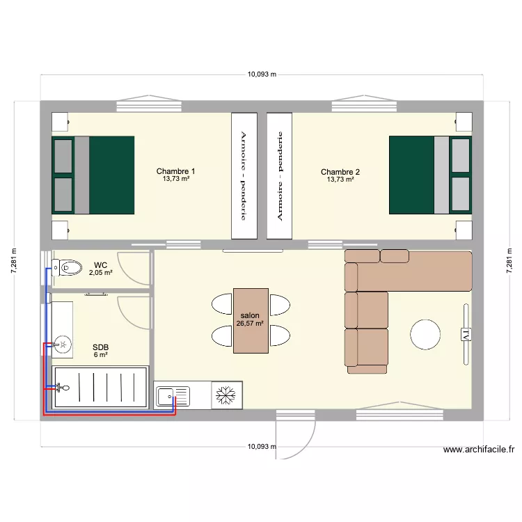 lodge eden 40 m2. Plan de 4  et 42 m²