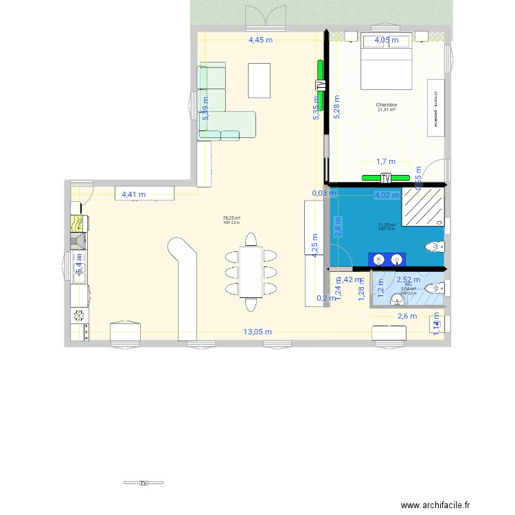 Maison a etage. Plan de 5 pièces et 122 m2