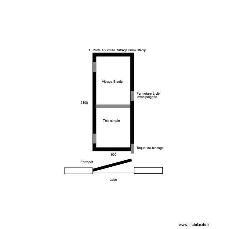 Porte fer labo chaud RDC. 210x90. Plan de 0 pièce et 0 m2