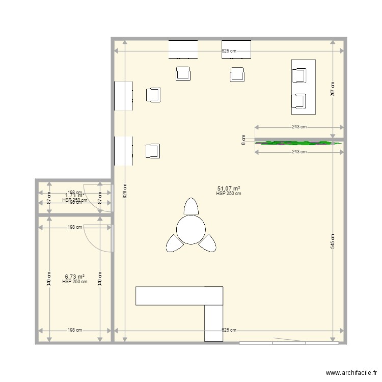 salon anais meuble 2. Plan de 3 pièces et 60 m2