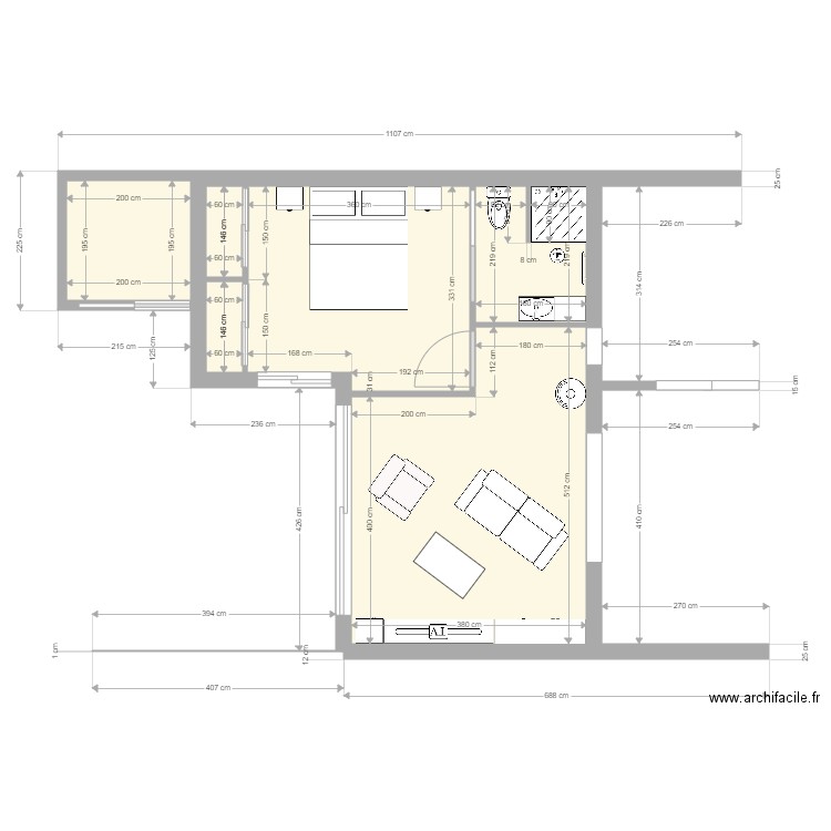 HELENE PATRICK Extansion nouvelle. Plan de 6 pièces et 38 m2