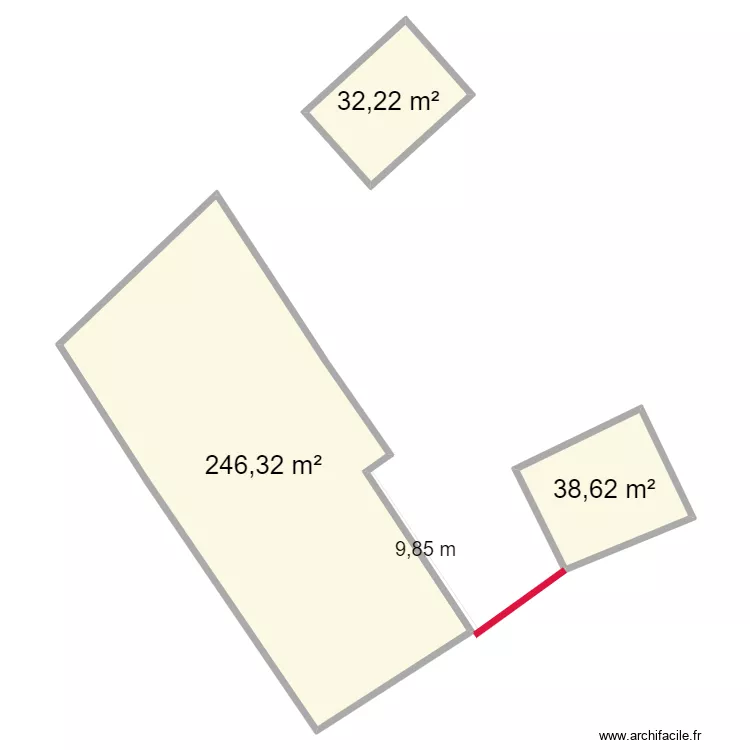 cadastre villeneuve(cote mur ) (2)20260223. Plan de 3  et 317 m²
