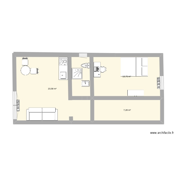 EPINAL. Plan de 3 pièces et 45 m2