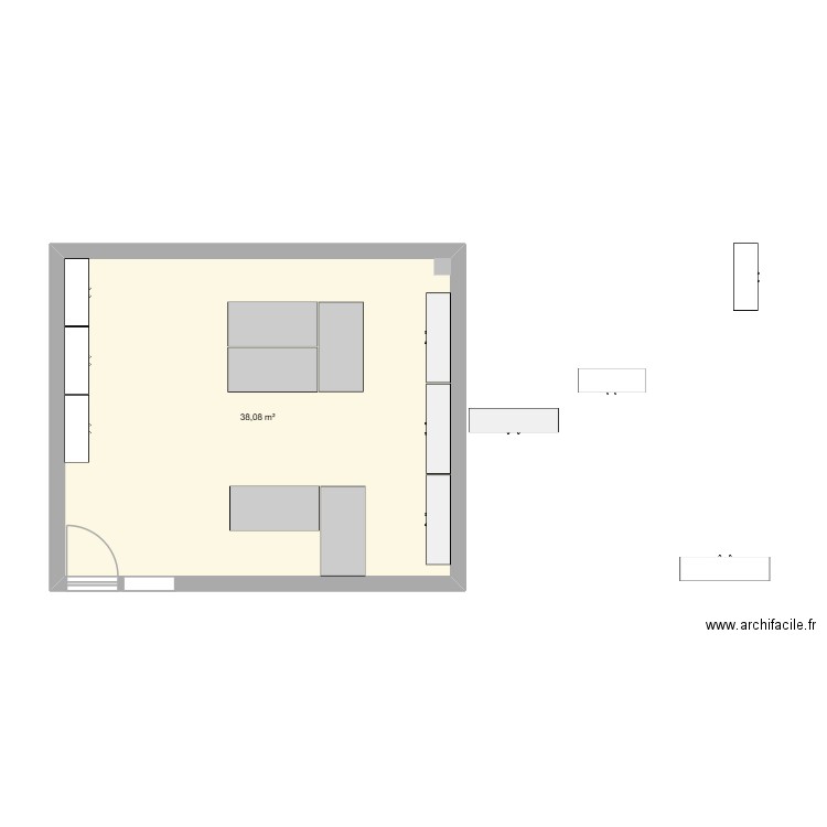 Bureau RH v2. Plan de 1 pièce et 38 m2