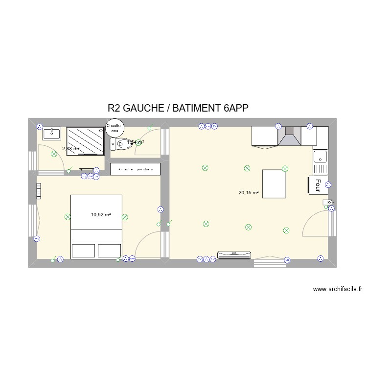 R2 GAUCHE / BAT6. Plan de 4 pièces et 35 m2