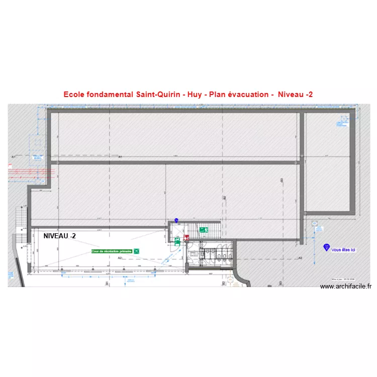 Saint-Quirin Huy - Evacuation Niveau -2. Plan de 