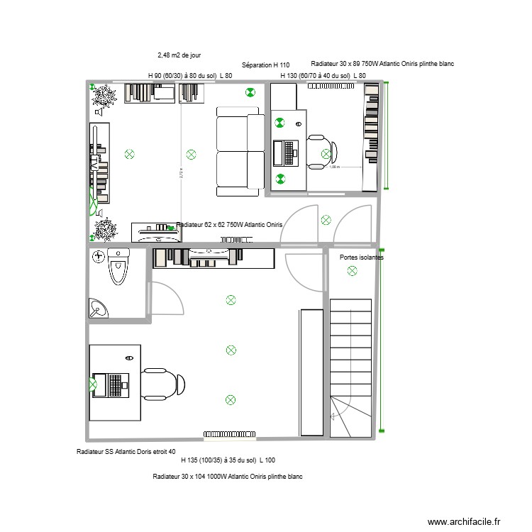 3. Salon et bureau 3 fen&ecirc;tres fauteuil perpendiculaire fen&ecirc;tre. Plan de 0 pièce et 0 m2