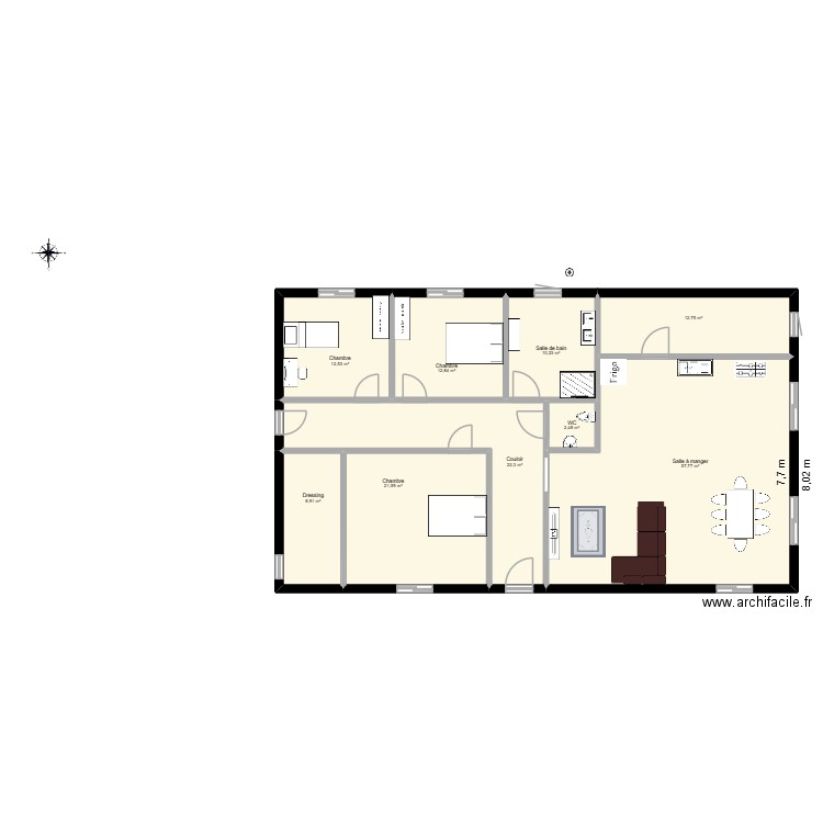 MAISON LOLO. Plan de 9 pièces et 161 m2