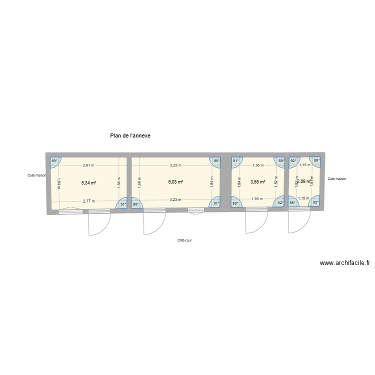 plan annexe 105. Plan de 4 pièces et 17 m2