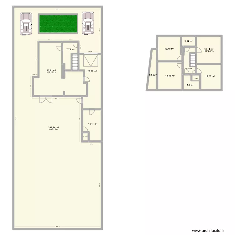 maison. Plan de 19  et 634 m²