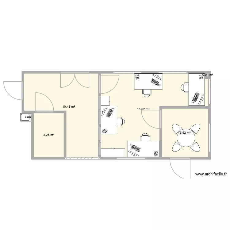 Bureau log 3. Plan de 5  et 35 m²