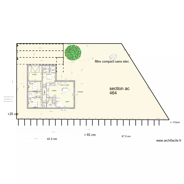 villa essaie  simple3 sans terrasse. Plan de 15  et 963 m²