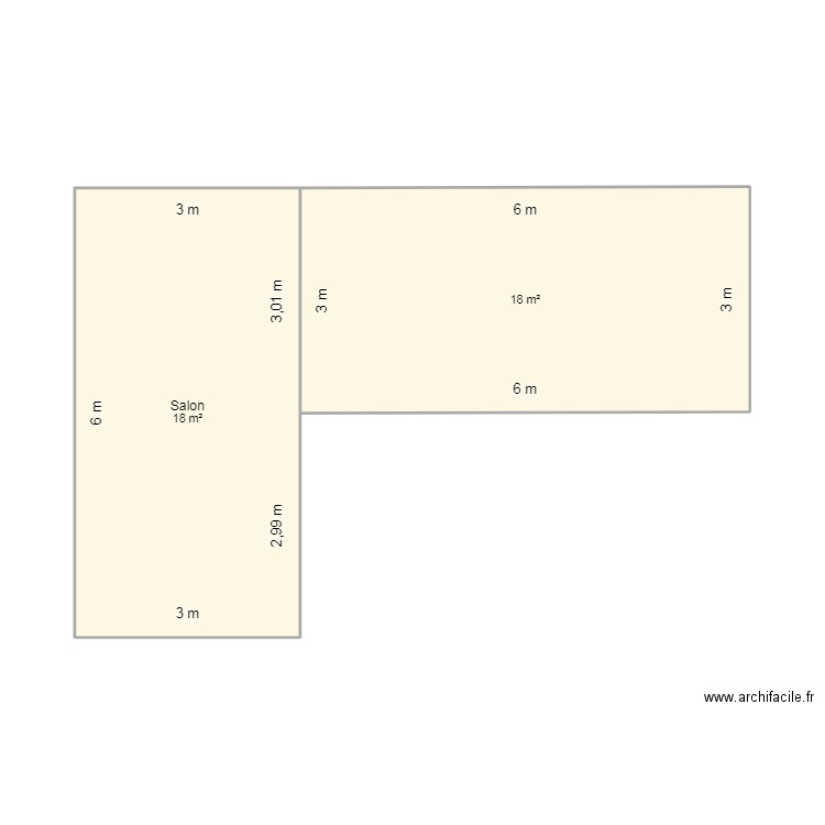 Patio 2. Plan de 2 pièces et 36 m2