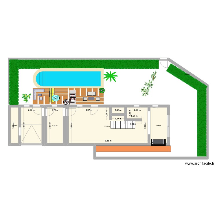 maison porticcio. Plan de 6 pièces et 57 m2