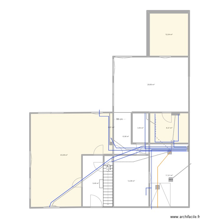 maison pénitent plan sanitaire. Plan de 11 pièces et 145 m2