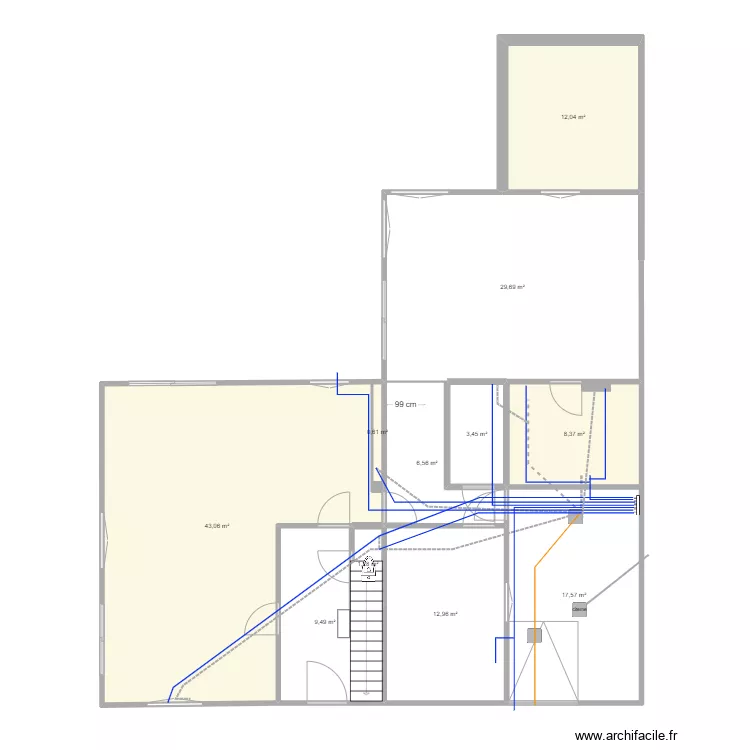 maison p&eacute;nitent plan sanitaire. Plan de 