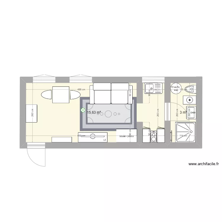 Studio 19m2 - Home Stagging. Plan de 