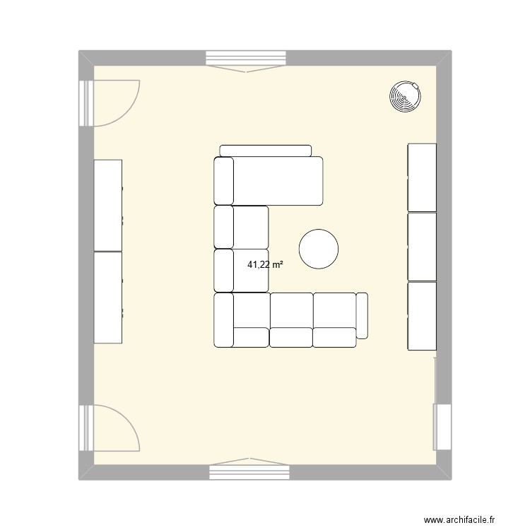 Salon. Plan de 1 pièce et 41 m2