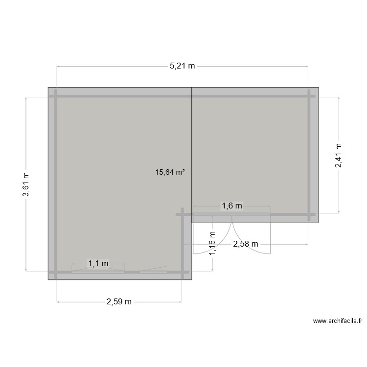 Abri de jardin. Plan de 1 pièce et 16 m2