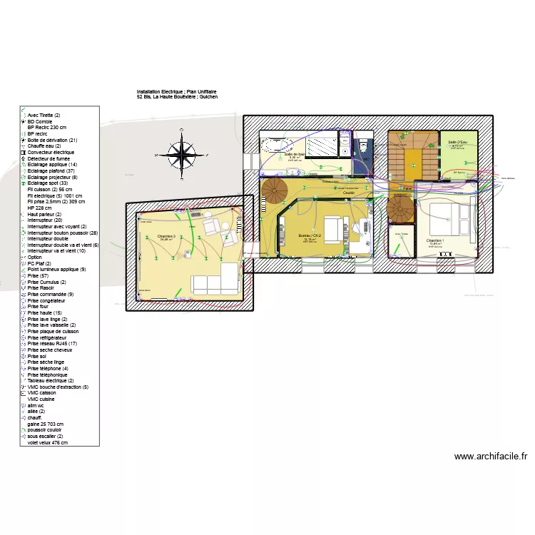 La Haute Bouëxière Elec Unifilaire. Plan de 25 et 242 m² La Haute Bouëxière Elec Unifilaire. Plan de 25 et 242 m²