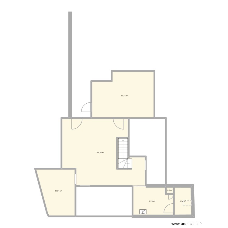 Restaurant amour. Plan de 6 pièces et 75 m2