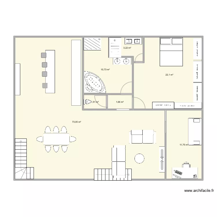 PLAN 2 rez de chauss&eacute;e. Plan de 7 pièces et 124 m²
