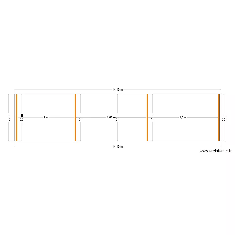 Fa&ccedil;ade nord-ouest HANGAR AVANT PROJET. Plan de 