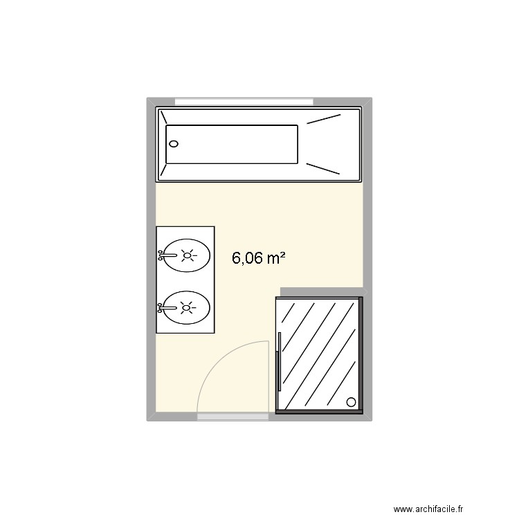 SALLE DE BAIN PLAN EXISTANT. Plan de 1 pièce et 6 m2