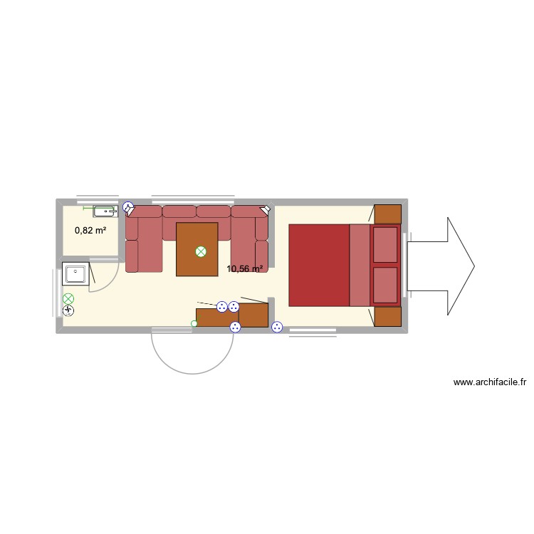Caravane La Mancelle 490BB. Plan de 2 pièces et 11 m2