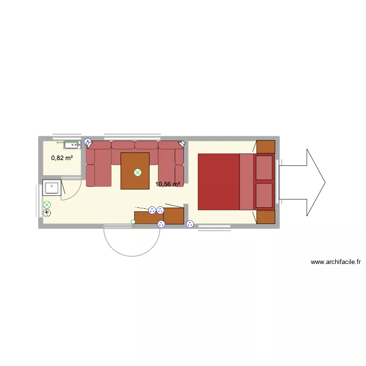 Caravane La Mancelle 490BB. Plan de 2 et 11 m² Caravane La Mancelle 490BB. Plan de 2 et 11 m²