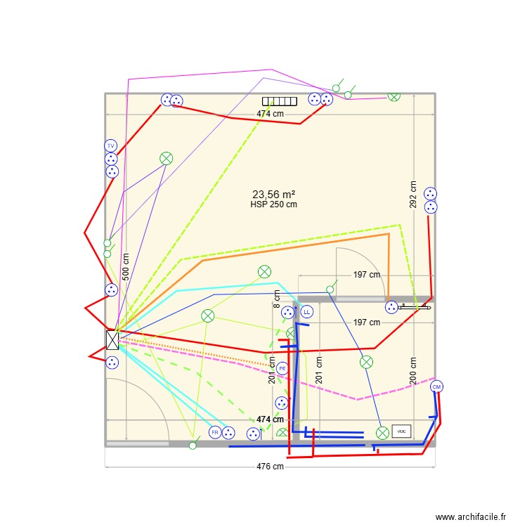 ROCHEBELLE. Plan de 1 pièce et 24 m2