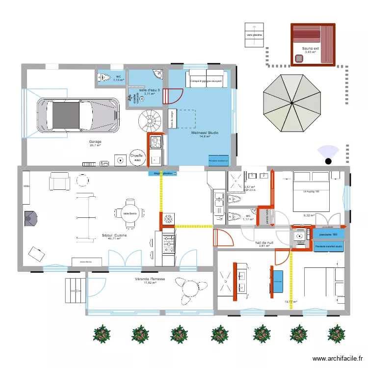 Allemagne r&eacute;novation module 1 large. Plan de 16  et 146 m²