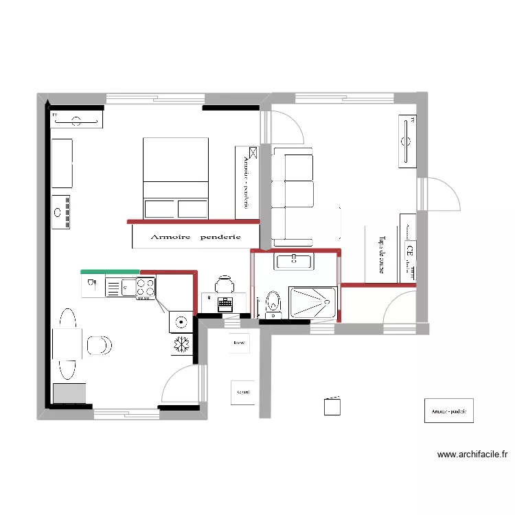 Chambre 7 - Chambre 6 - V7 (plus grande). Plan de 