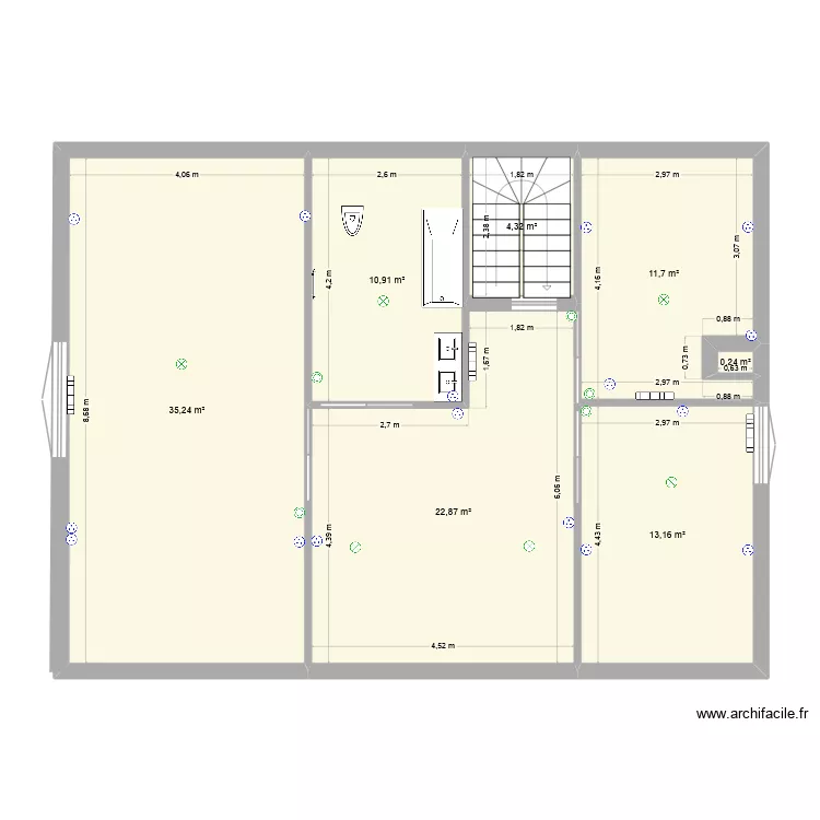 Thorign&eacute; &eacute;tage-2. Plan de 7 pièces et 98 m²