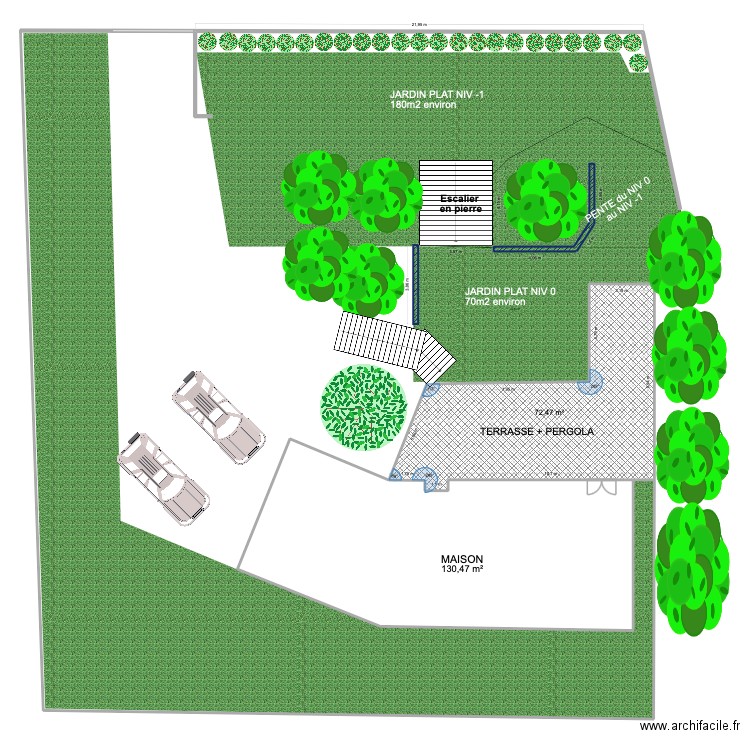 jardin v1. Plan de 2 pièces et 203 m2