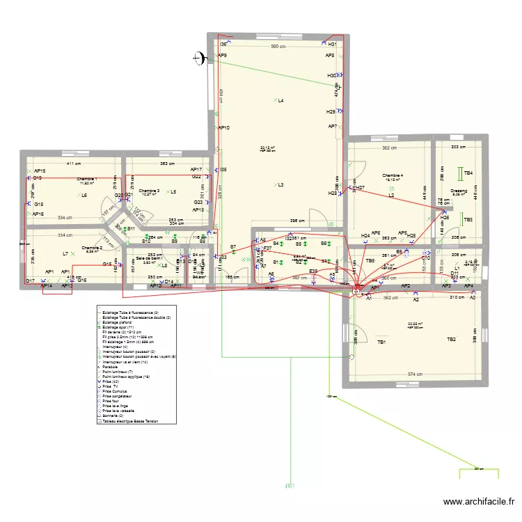 PRISE DE COURANT CABLADE CIRCUIT. Plan de 
