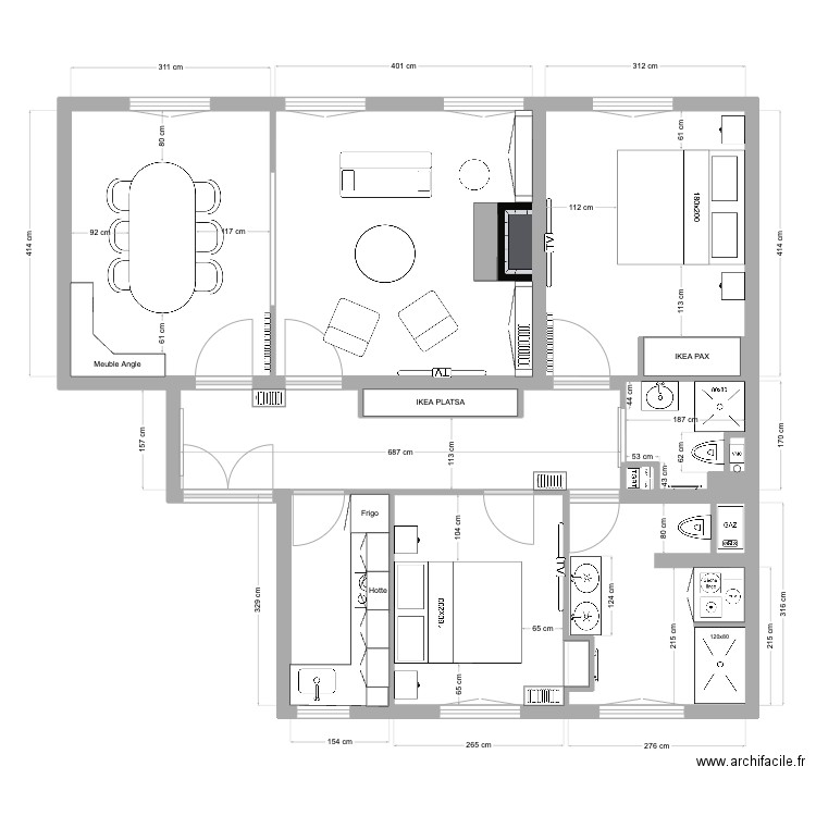Malher. Plan de 10 pièces et 58 m2