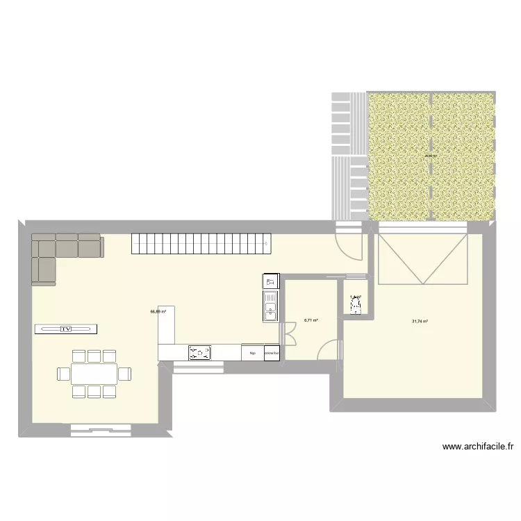 version U. Plan de 4 Pièces et 107 m² version U. Plan de 4 Pièces et 107 m²