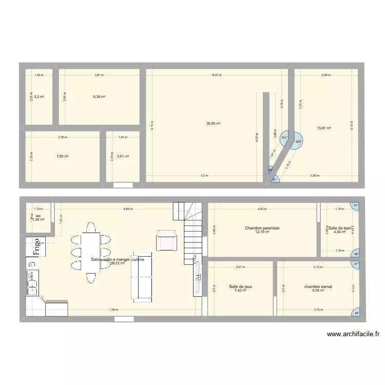 rdc maignelay. Plan de 12  et 144 m²
