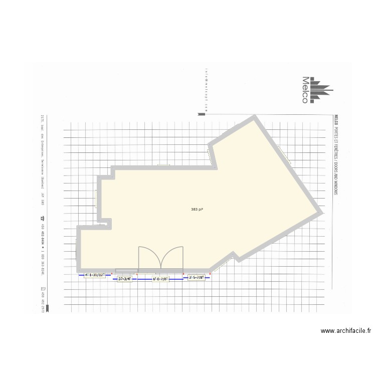 Bureau réservations version 3. Plan de 1 pièce et 36 m2