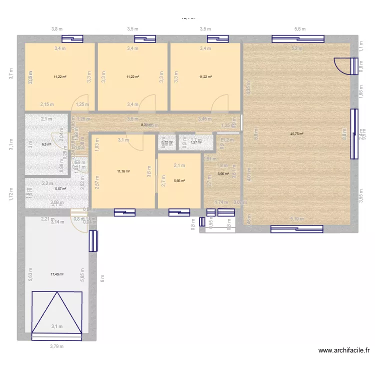 Ms +. Plan de 13 Pièces et 142 m²