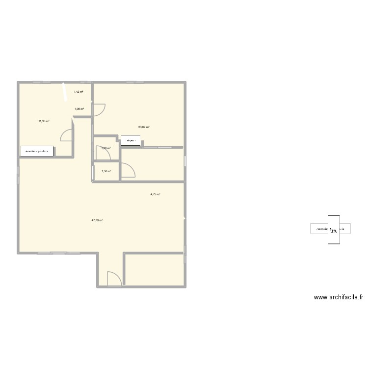 maison de philippe. Plan de 8 pièces et 93 m2