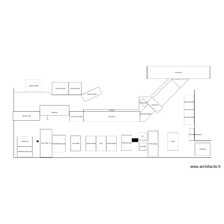 Chaine K implantation rack 1x3. Plan de 