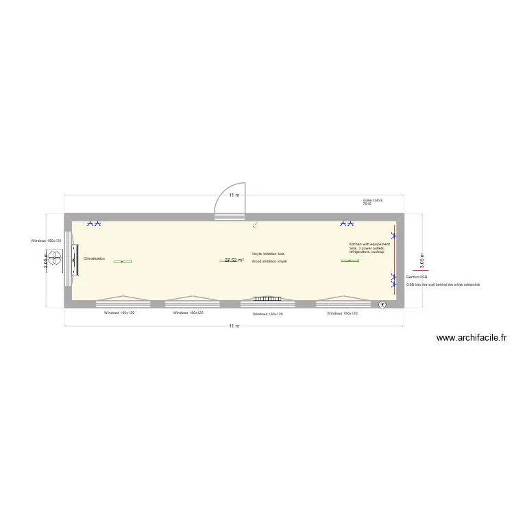 Plan 8x3 Sense engenering. Plan de 1  et 28 m²