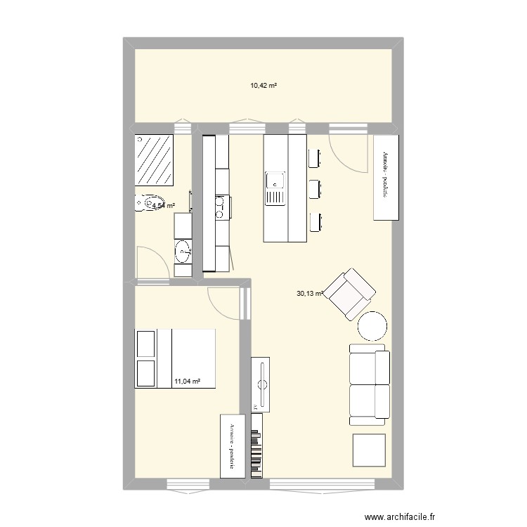 Appartement-v3. Plan de 4 pièces et 56 m2