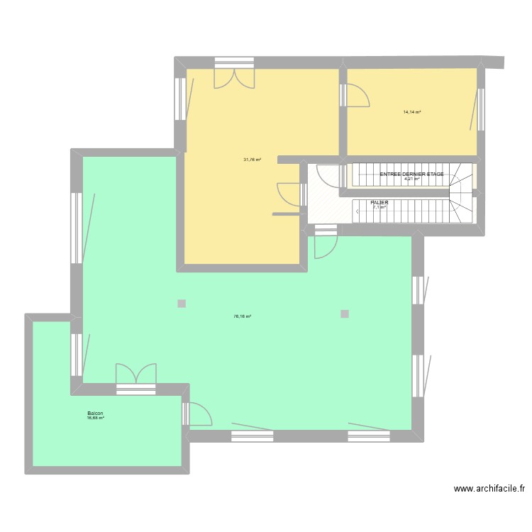 CRAPONNE 1ER ETAGE SAD VT2. Plan de 6 pièces et 150 m2
