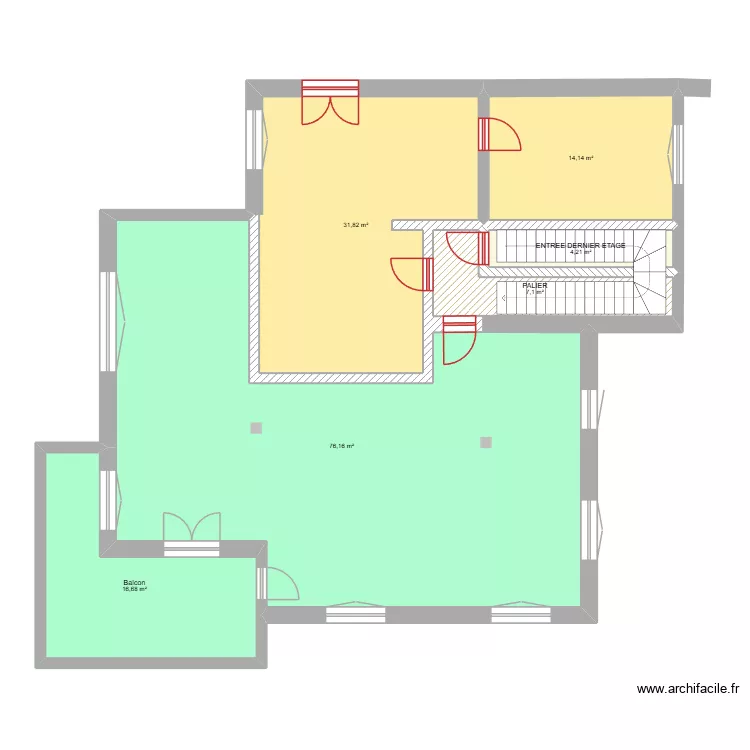 CRAPONNE 1ER ETAGE SAD VT2. Plan de 